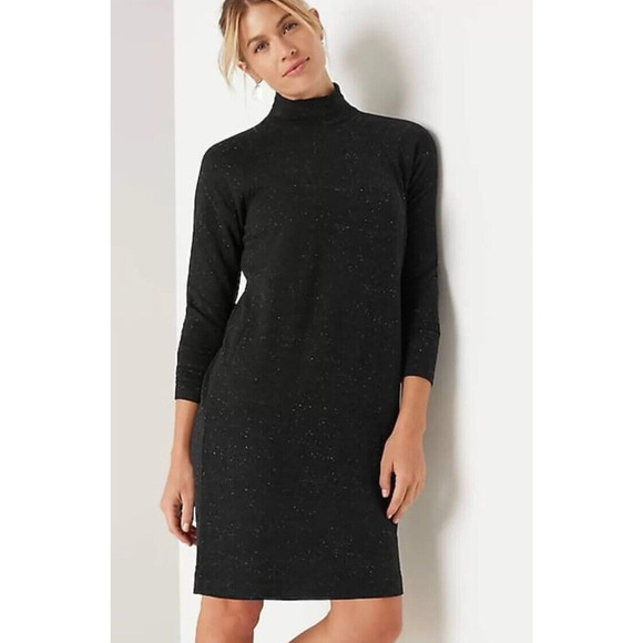 J. Jill Dresses & Skirts - J.jill Pure Jill Tranquility Fleece Mock-neck Dress Black Speckle Women XL Petit
